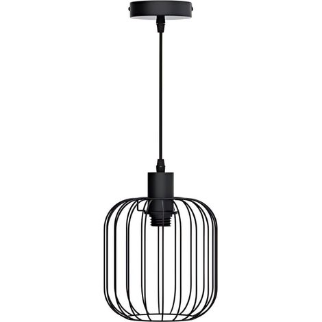 Suspension cage métal noir, douille E27, style industriel, éclairage original pour déco intérieur