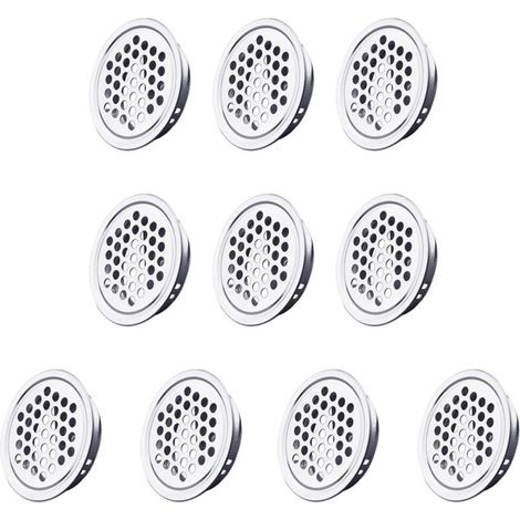 Grille de ventilation ronde, aérations en acier inoxydable, format de montage 35 mm, argent, 10 pièces(plates) (1/5)