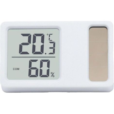 Thermomètre hygromètre à énergie solaire pour bureau, température et humidité avec écran LCD pour la maison, la chambre de bébé, le bureau