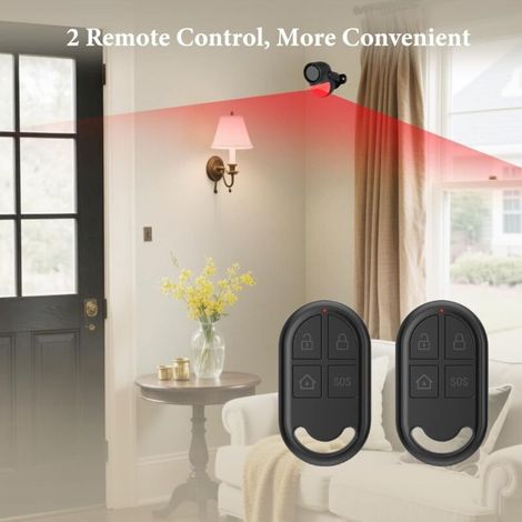 Sirene Alarme Detecteur de Mouvement sans Fil Exterieur Interieur avec 2 TéLéCommande, Alarme antivol pour Maison, Piscine, Moto, Camping, Car, Porte, Garage, Voiture sans Fil, 125dB (1/5)