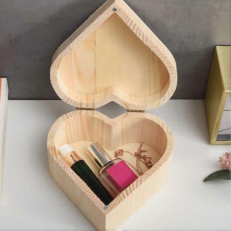 Boîtes à bijoux en bois en forme de cœur, lot de 10.