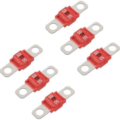 Fusible à visser rouge haute intensité moyenne tension 50 A, compatible avec les automobiles, les camions, les engins de chantier, les autobus et les camping-cars (paquet de 6, 50 A) (1/4)