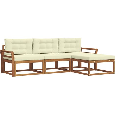 Conjunto de sofás de exterior 4 uds. Natural y Crema vidaXL (1/5)