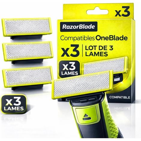 Lot 3 Lames de Rechange RazorBlade pour Rasoir Électrique comptatible OBlade QP250/50 QP220 QP2824 QP2724 QP2520 QP2630 One Blade Lame Acier Inoxydable remplacement pour Tondeuse et Rasage (1/5)