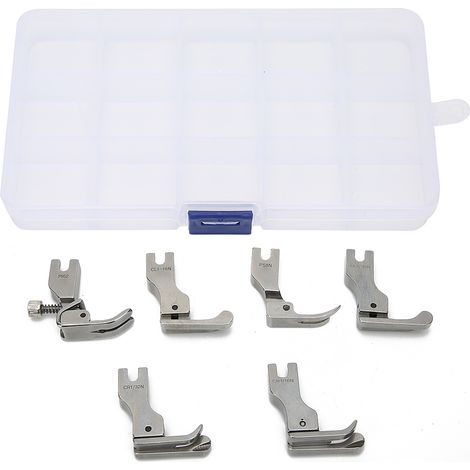 Lot de 6 pieds presseurs pour machine à coudre à une aiguille, accessoires en acier robustes pour couture. (1/5)