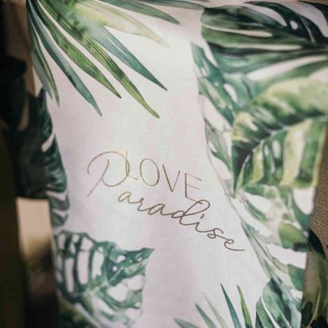 Chemin de Table Love Paradise Coco Palm Tissu Crème, Vert et Or 28 cm x 5 m (1/3)