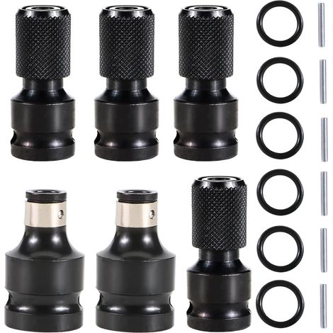 6 Pièces Adaptateurs 1/2" Carré à 1/4" Hexagonal Convertisseur de Mandrin à Libération Rapide Adaptateur pour Clé à Cliquet à Impact et Douille de Porte-embout de Tournevis (1/5)