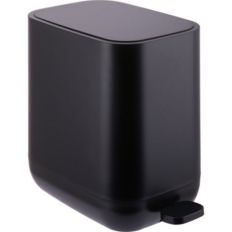 Poubelle, 7 L, fermeture douce, seau intérieur amovible, plastique mat, poubelle à pédale étroite, noire (1/5)