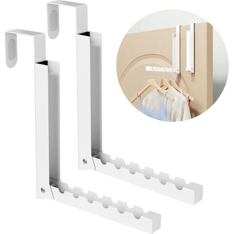 Crochets de porte pliables pour cintres - idéaux pour les petits espaces dans la buanderie - crochets pour cintres portables - lot de 2 (1/3)