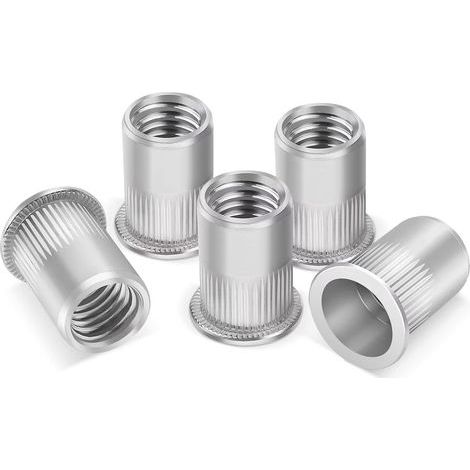 50 Pièces Insert M5, Écrous à Sertir Rivet Fileté, Écrou de Rivet Fileté en Acier Inoxydable Tête Plate Ecrou, Rivets Inserts Filetés Pour Métriques, Écrous à Riveter Aveugle Rivets Fileté (1/4)