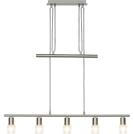 BRILLIANT lampe Lea suspension LED 5 lampes fer / chrome 5x LED-D45, E14, ampoule LED 4W incluse, (450lm, 2700K) Échelle A ++ à E Hauteur réglable par contrepoids (1/3)