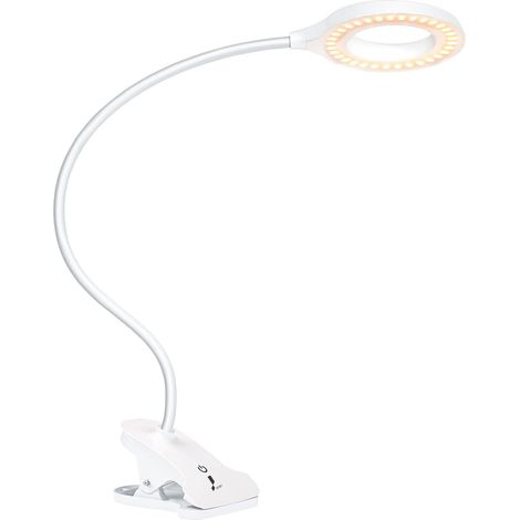 Lampe De Bureau LED - Collier Flexible 360° - Avec Pince - 3 Températures De Couleur - 9 Niveaux De Luminosité - 60 LED - Pour Lecture Et Travail - 1 Pièce (1/5)