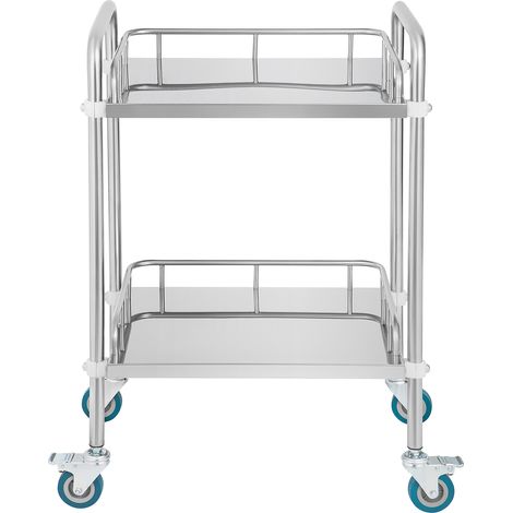 Mophorn Laborwagen, 2-lagig, Edelstahl, 4 Universalräder, medizinischer Rollwagen, Ausrüstung für Krankenhäuser, Kliniken, 56,9 x 38,4 x 87,1 cm