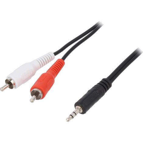 Cable Jack 3.5mm male RCA male x2 5m - Noir