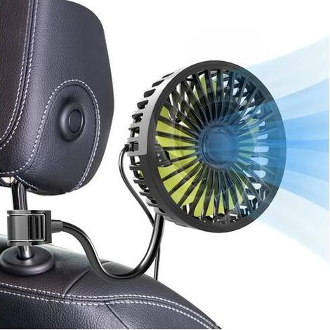 Ventilateur USB de voiture pour ventilateur de refroidissement de siège arrière, 3 vitesses, vent fort, 5 V, puissant ventilateur de ventilation silencieux avec clip réglable, ventilateur (1/5)