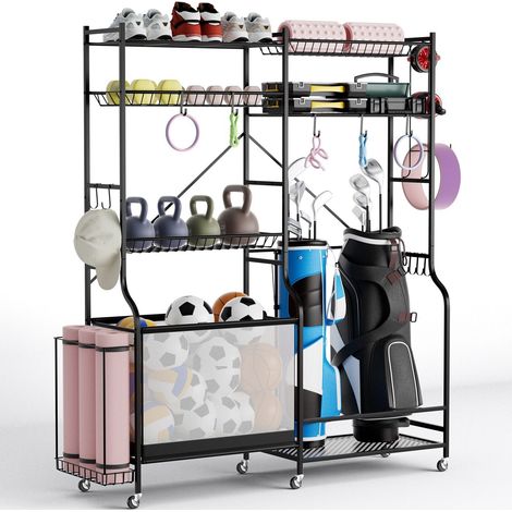 Sports Equipment Organizer Metal Ball Storage Rack Golf Bag Holder (1/5)