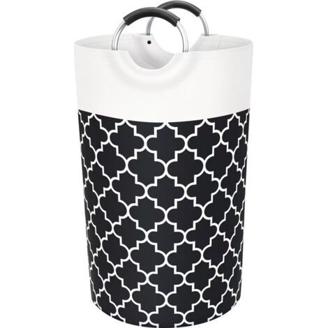 QORVA-Panier à linge pliable 82 L, panier à linge sale avec poignée, sac en tissu 74 x 38 x 38 cm, conteneur à linge sale portable, collecteur de bouteilles (noir)