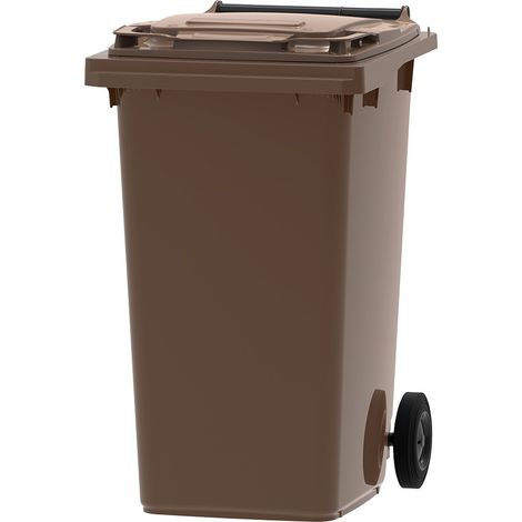 ESE France Conteneur Poubelle à déchets 2 roues - 240L - Robuste et Économique - 100% Recyclé - Marron - Fabriqué en France