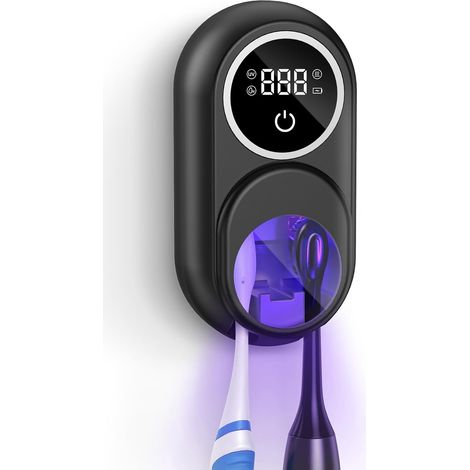 Désinfectant Brosses à Dents Portable avec LED Support pour Brosses Électriques et Manuelles, Stérilisation Programmée, Séchage, Rechargeable, pour Voyages et Maison (1/5)