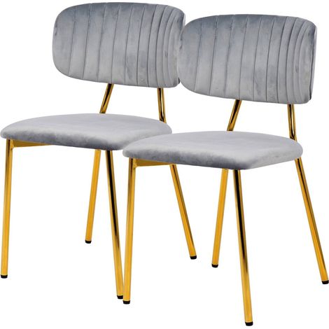 Chaise Giselle 125 lot de 2 - Gris souris et doré (1/5)