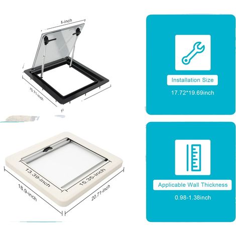 Fenêtre de ventilation RV, angle d'ouverture réglable, matériaux durables, noir (1/2)