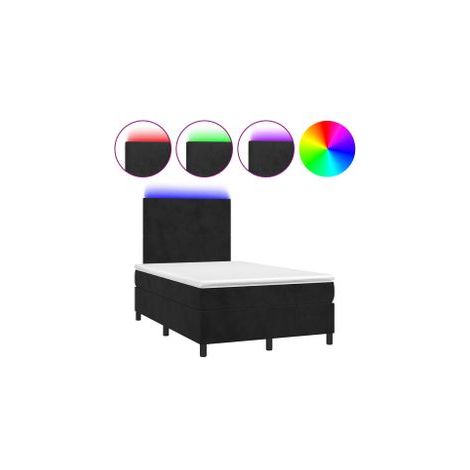 Sommier à lattes de lit et matelas LED Noir 120x200 Velours (1/5)