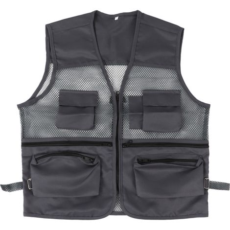 Veste militaire respirante avec poches multiples pour pêche et activités extérieures - Taille XXL Gris foncé (1/5)