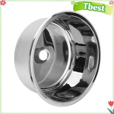 Tbest Évier rond en acier inoxydable Évier de Barre Rond pour Camping-car, évier de Bar à Cuve Unique de 12 Pouces, auto coffret (1/5)