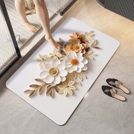 Boue de diatomées améliorée Pearl 5080cm Tapis de sol en terre de diatomées, tapis de salle de bain absorbant et antidérapant, tapis de toilette et de salle de bain pour la maison (1/5)