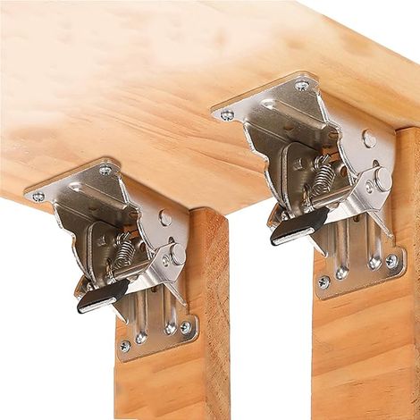 Folding Support Brackets, Self-Locking Hinges, Folding Furniture Leg and Brace, Hinges for Table, Bed and Furniture Mechanism, Silver (1/5)