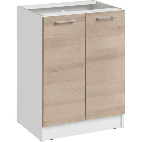 Mueble bajo de cocina con 2 puertas Eco Roble Natural L 60 cm (1/5)