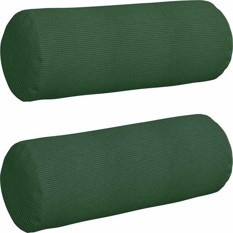 Maison Exclusive - Cuscini a rullo 2 pcs Verde Scuro Ø 25 x 70 cm Tessuto in Cords