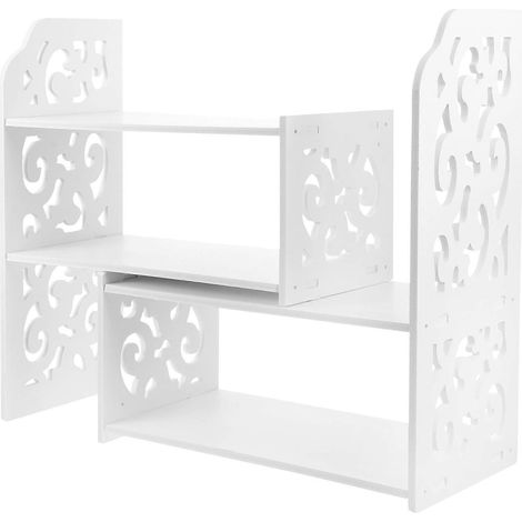 Étagère de bureau extensible en bois, compatible avec les bibliothèques, pour un rangement sur bureau. (1/5)