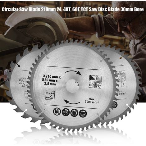 Lame de scie circulaire 210 mm, 24, 48 ou 60 dents, disque de scie TCT, alésage 30 mm