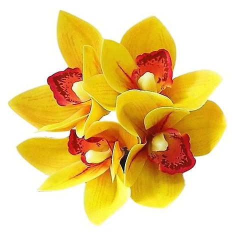Fleur en soie artificielle, imitation exquise et pratique au toucher ultra réaliste, cymbidiumjaune (1/5)