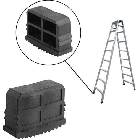 Lot de 2 pieds de rechange en caoutchouc pour échelle – Antidérapants – Dimensions 6 x 4.5 x 2.2 cm – Compatible échelles aluminium (1/4)