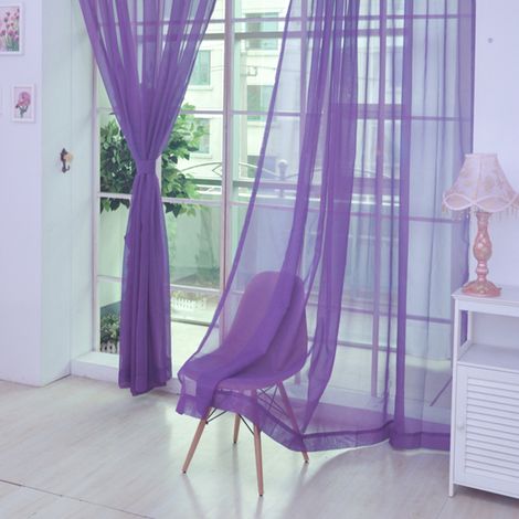 Cortinas de voile transparente, paneles de cortina lisos con ojales, en malla transparente, decoración moderna para dormitorio, sala de estar y puerta. (1/3)