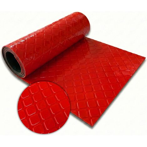 Revêtement sol PVC Quadra, Rouge, 110 x 250 cm