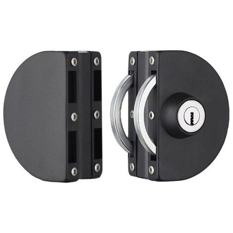 Serrure pour porte vitrée à perçage — Acier inoxydable — Quatre couches d'acier (noir) (1/4)