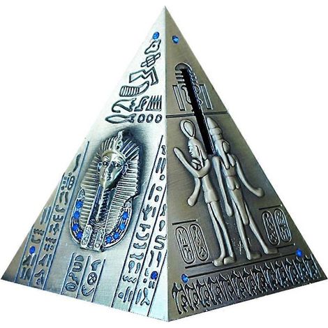Salvadanaio a forma di piramide egizia in metallo galvanizzato, salvadanaio creativo, decorazione da scrivania (Medio, colore casuale) (1/5)