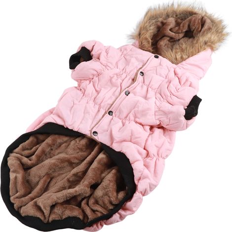 Doudoune à capuche pour chien, double couche épaisse, manteau d'hiver pour animaux de compagnie pour grands chiens, rose, taille 5XL (1/5)