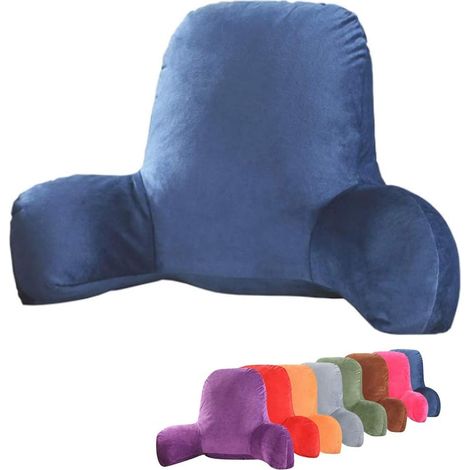 Coussin de dossier avec accoudoirs, grand coussin de lecture moelleux (bleu) (1/2)