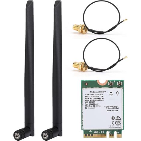 Carte réseau sans fil double bande AX200 2974 Mbps Wi-Fi 6 avec antenne 8 dBi