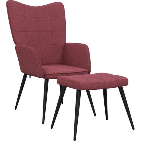 Maison Exclusive - Sedia Relax con Sgabello Rosso Vino in Tessuto (1/5)