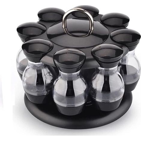 Spice Carousel Rack à épices rotatif à 360° 8/12/16/20 Spice Jars, Food Grade 430 Acier inoxydable Rotary Kitchen Spice Rack à épices – Standing (une couche) (1/4)