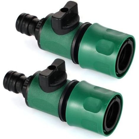 Lot de 2 Rallonges de Raccord Tuyau D'Arrosage - Raccord Rapide D'Eau Avec Valve pour Tuyau - Raccordement des Outils de Jardin - Raccordement de Tuyau - Raccordement Individuel (1/5)