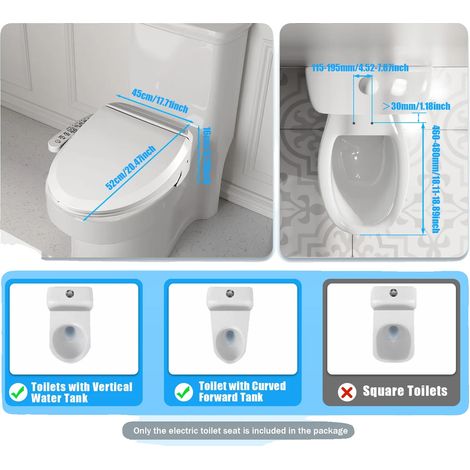 Siège de toilette bidet, température de l'eau réglable, caractéristiques de sécurité, BLANC, 220V, Prise EU (1/2)