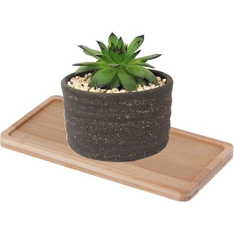 Plateau en bambou pour pot de fleurs, tasse à thé, bol alimentaire, soucoupe, plateaux de rangement (1/4)