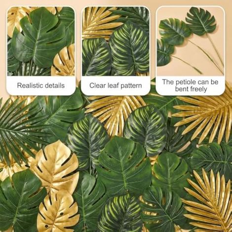 50 feuilles de palmier tropicales artificielles Monstera (1/3)