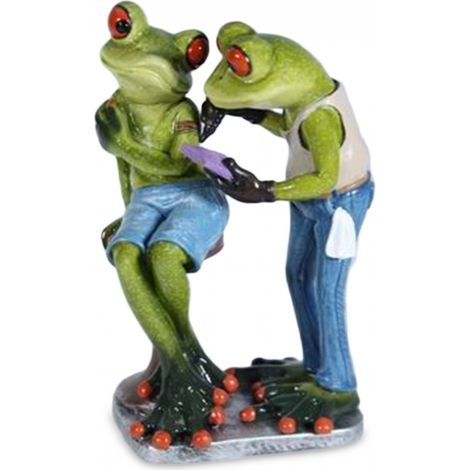 Figur eines Frosches, der sich tätowieren lässt (1/2)